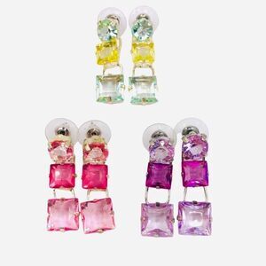 Colorful Dangle Post Earring Bundle Set